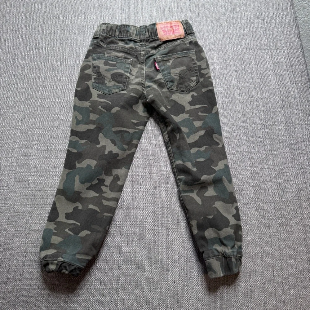 Levis Kids Camo Jogger Pants Green Camouflage Drawstring Size 5 G818-E4D